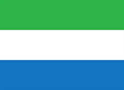 [ai] Flag of Sierra Leone featuring three horizontal stripes: green at the top, white in the middle, and blue at the bottom.